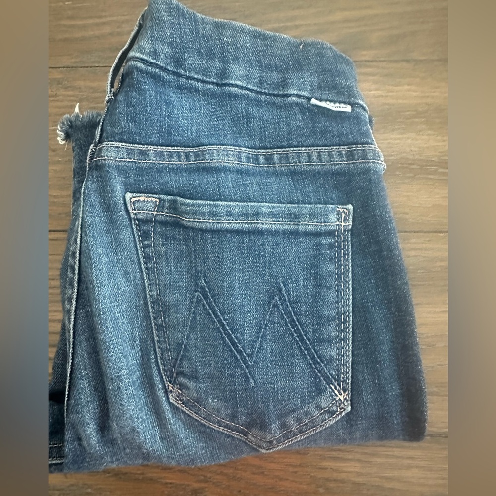 Women's Mothers Blue Denim Looker Ankle Fray Jeans size 24